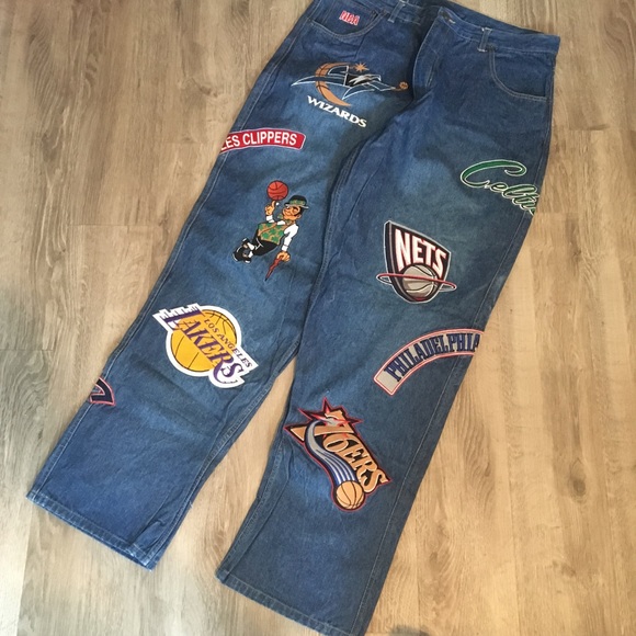 NBA Jeans Vintage Unk Basketball Patches Team Logo Poshmark